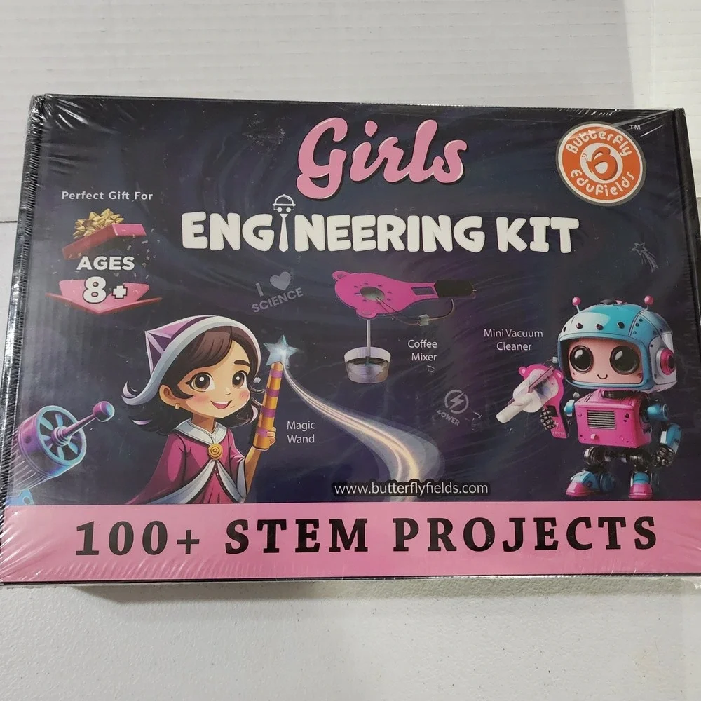 Butterfly Edufields Girls Engineering Kit 100+ STEM Projects Ages 8+ 521 New